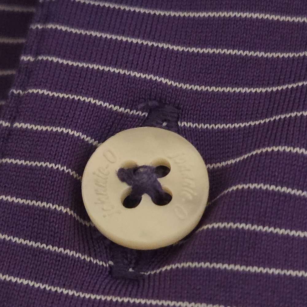 Johnnie-O Gonzaga Polo Large Purple Stripe Golf Stretch Athletic - Picture 5 of 8